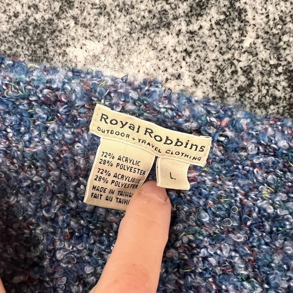 ROYAL ROBBINS v neck blue melange sweater - Picture 4 of 11